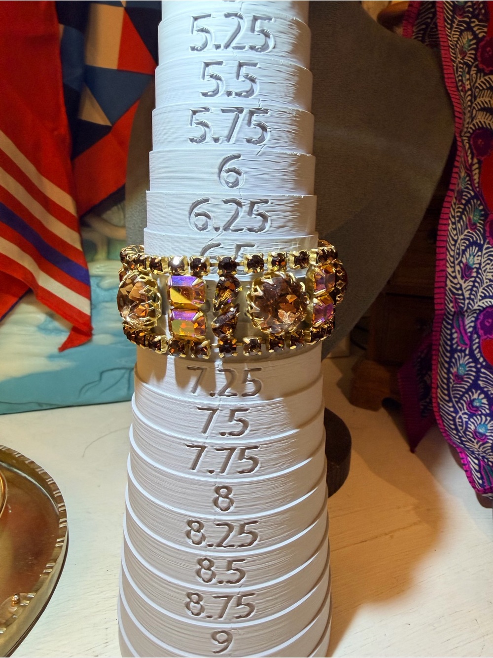 Signed Alice Caviness Wide Smoky Topaz & Purple-ish Pink AB Rhinestone Bracelet